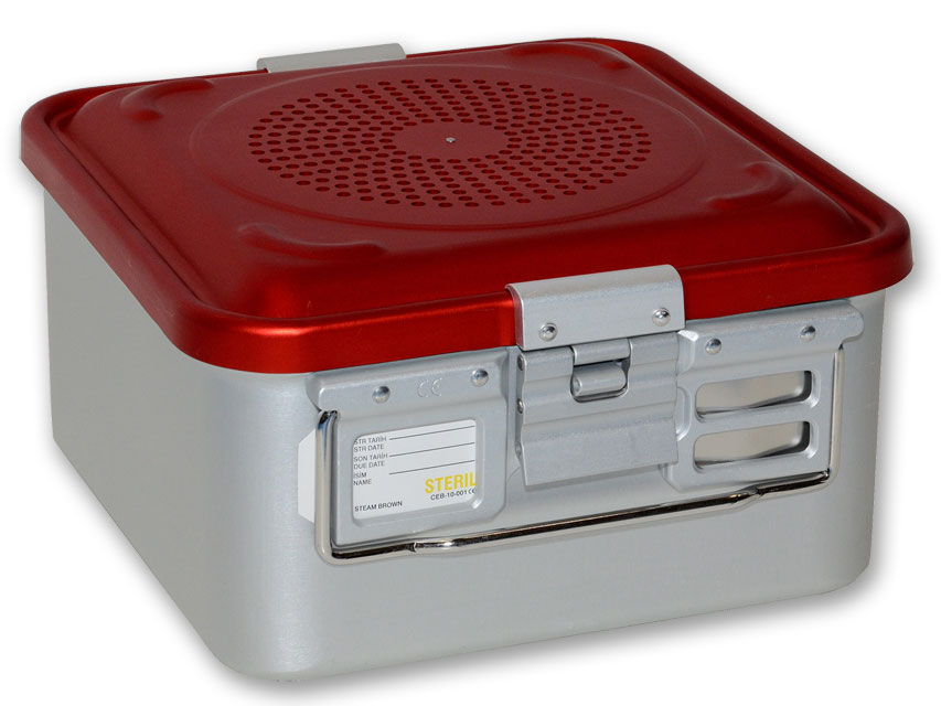 [37012] CONTAINER WITH FILTER small h150 mm red