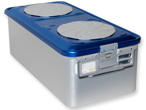 [37283] CONTAINER WITH VALVE large h200 mm blue perforated