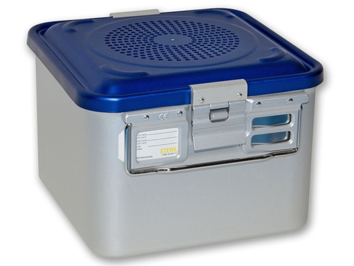 [37033] CONTAINER WITH FILTER small h200 mm blue perforated