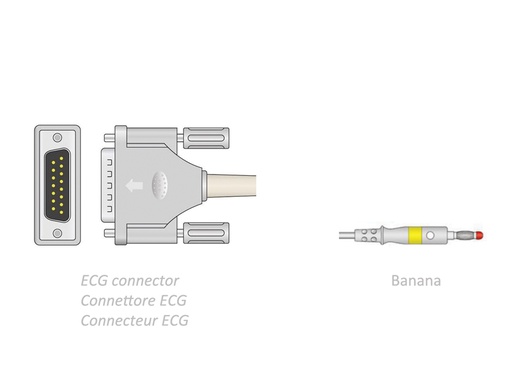 [GM-29716] ECG PATIENT CABLE 2.2 m - banana - compatible Bionet, Spengler, others