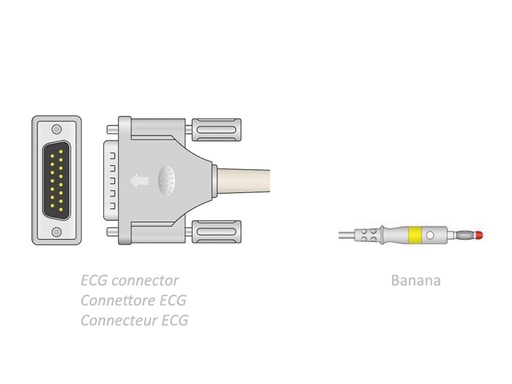 [GM-29718] ECG PATIENT CABLE 2.2 m - banana - Shiller compatible