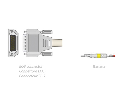 [GM-29719] ECG PATIENT CABLE 2.2 m - banana - compatible Biocare, Edan, Nihon, others