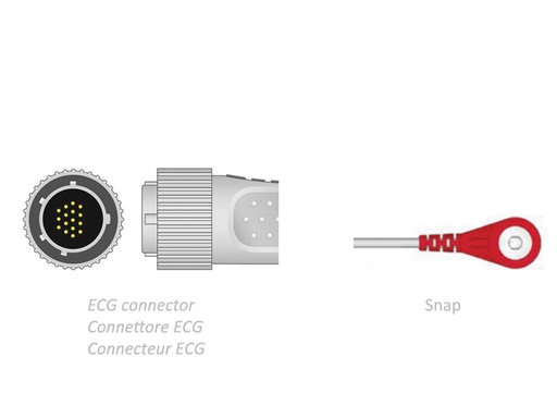[GM-29720] ECG PATIENT CABLE 2.2 m - snap - Cardioline compatible