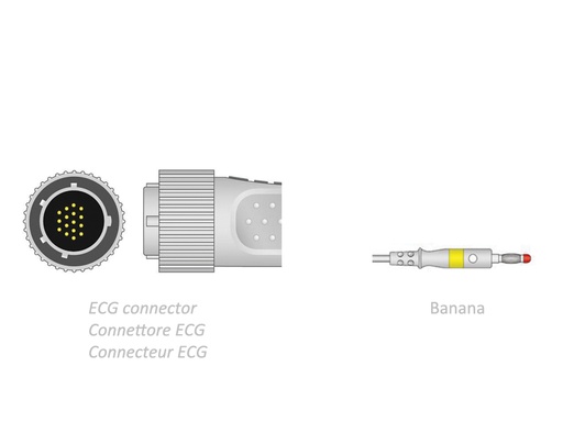 [54006] ECG PATIENT CABLE 2.2 m - banana - Cardioline compatible