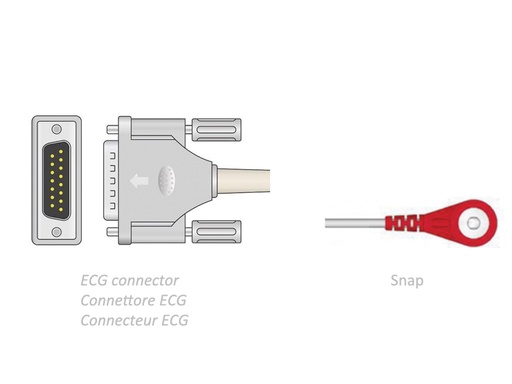 [GM-29726] ECG PATIENT CABLE 3.5 m - snap - compatible Esaote, Shiller