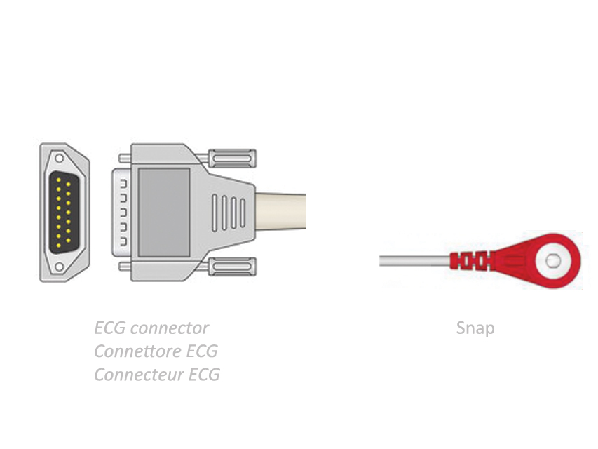 [54003] ECG PATIENT CABLE 2.2 m - snap - compatible Biocare, Edan, Nihon, others