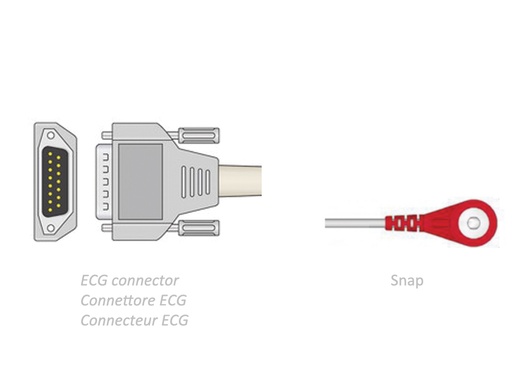[GM-29731] ECG PATIENT CABLE 2.2 m - snap - compatible Biocare, Edan, Nihon, others