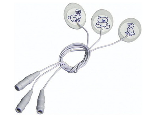 [33373] MONOUSED FOAM ELECTROPHRODES 23-30 mm oval with 35 cm cable - paediatric