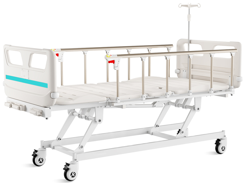 [44742] 4 SECTION VARIABLE HEIGHT BED - 3 cranks - with wheels