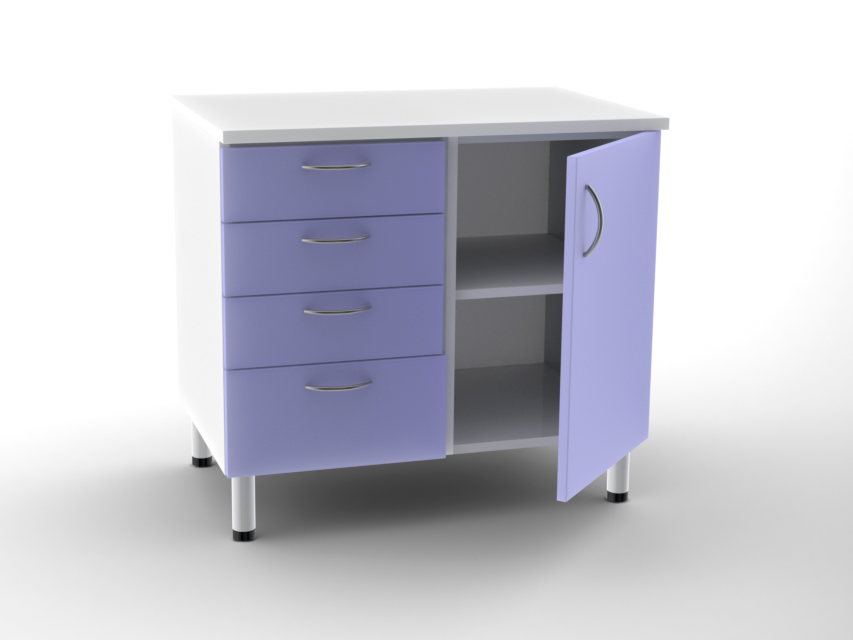 [43514] DOUBLE BASE UNIT 4 drawers + 1 door with 2 shelves - colour on request