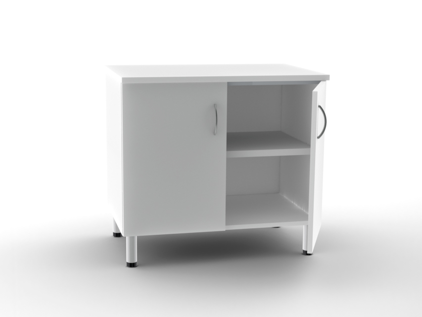 [43515] DOUBLE BASE UNIT 2 doors with 2 shelves - white
