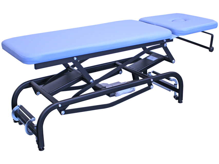 [44477] KING VARIABLE HEIGHT VISITING BED with hole - frame black - blue