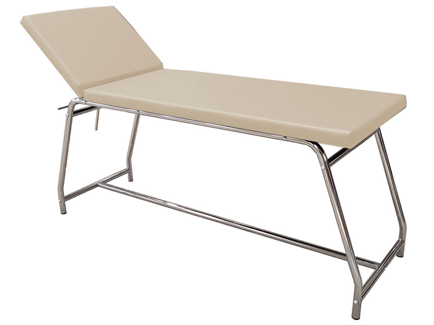 [44458] VISITING BED - 120 kg capacity, chrome-plated - beige mattress