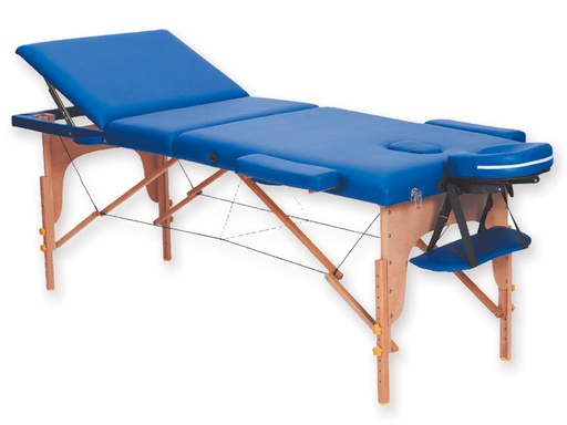 [44011] 3 SECTIONED WOOD MASSAGE BED - blue