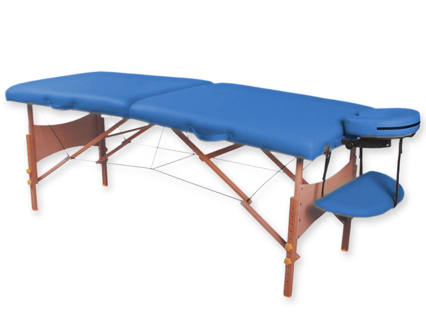 [44001] 2 SECTION WOOD MASSAGE BED - blue