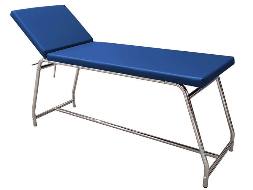 [44457] VISITING BED - 120 kg capacity, chrome-plated - blue mattress