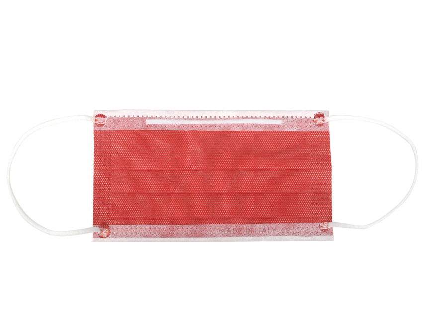 [20604] PREMIUM SURGICAL MASK 98% FILTERED 3 SHEETS type II with elastic bands - adult - red