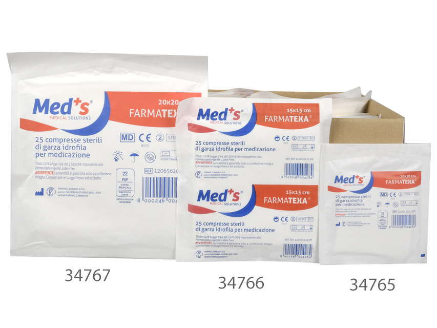 [34767] COTTON GAUZE COMPRESSES 20X20cm - bags of 25pcs.