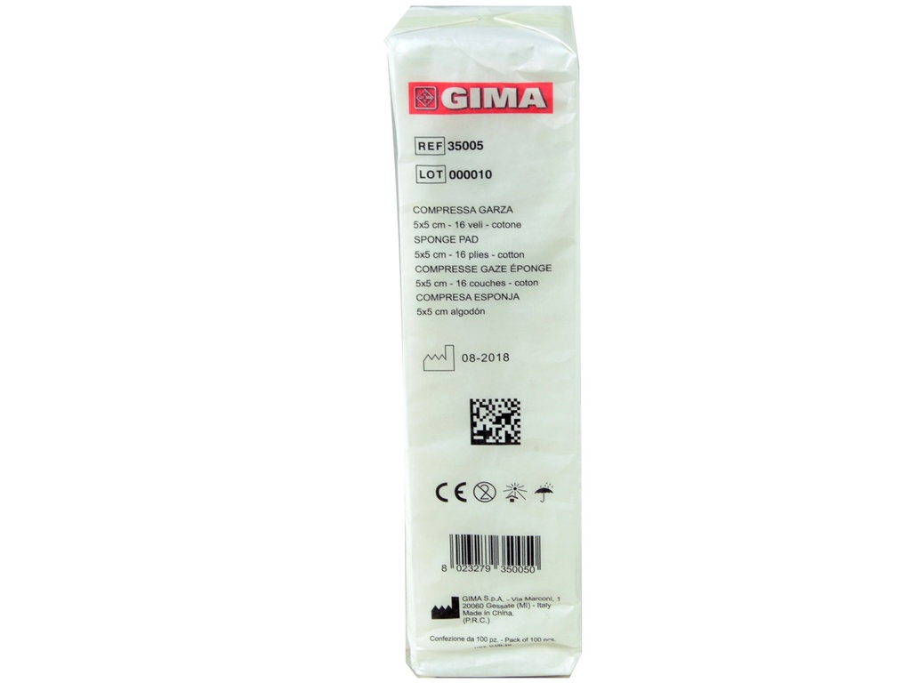 [35005] Gauze compresses 5x5cm cotton - 10 packs of 100