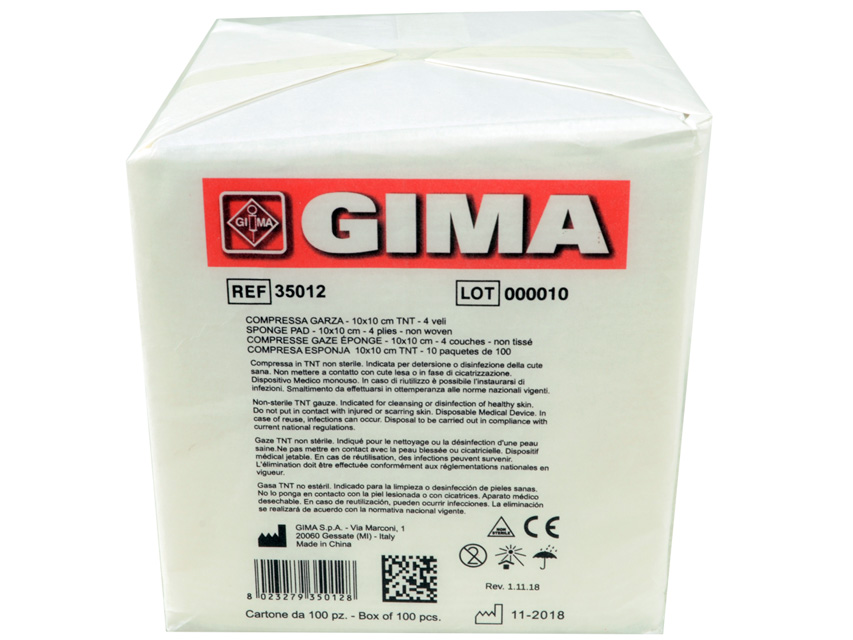 [35012] COMPRESSED Gauze 10x10cm TNT - 10 packs of 100