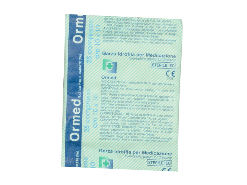 [34760] COTTON GAUZE COMPRESSES 10X10 cm - bags of 25