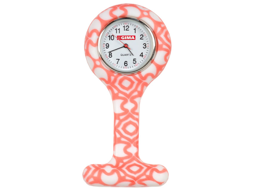 [20420] NURSING CLOCK - round - white/red pattern