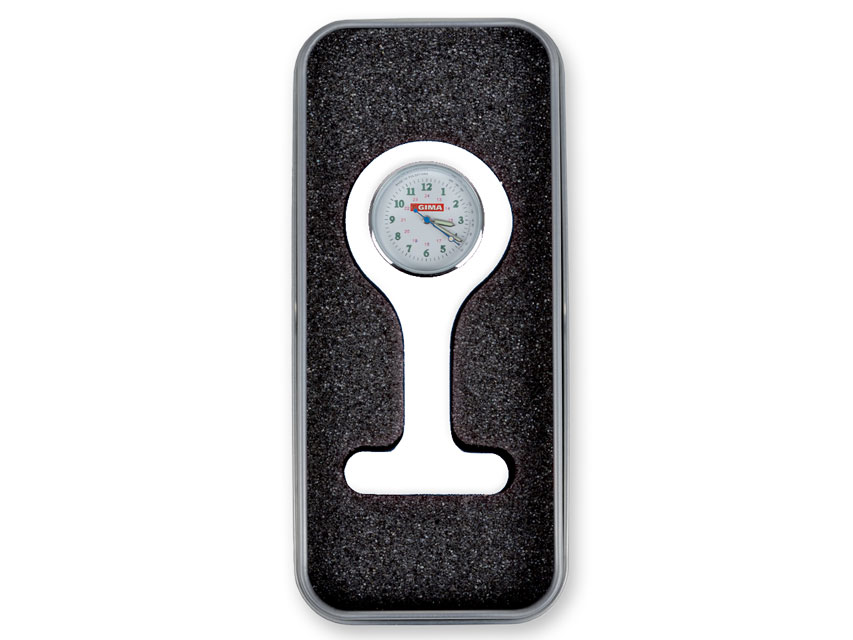 [20410] NURSING CLOCK with aluminium box - round - white