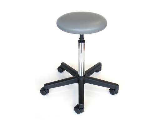 [27953] STOOL - upholstered seat with castors - grey