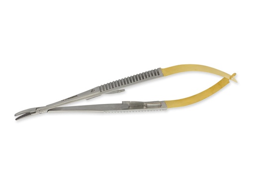 [26555] CASTROVIEJO C.T. CURVED NEEDLE HOLDER - 14 cm - knurled points
